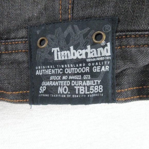 Timberland Sherpa Lined Black Denim Jacket Size M Outdoor Button Collar Jacket - Picture 5 of 13